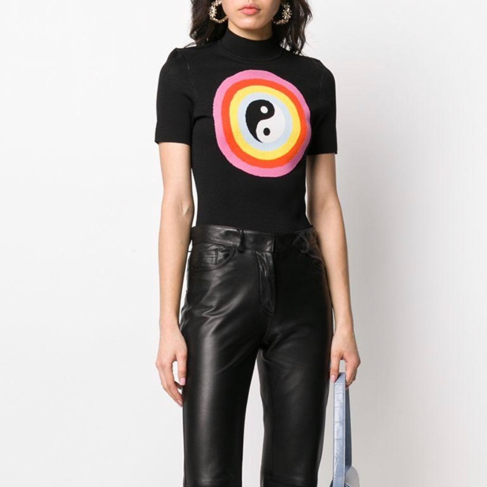 Jan Cropped Intarsia Knitted Top In Black from STAUD: trendy, chic, cool, slick!